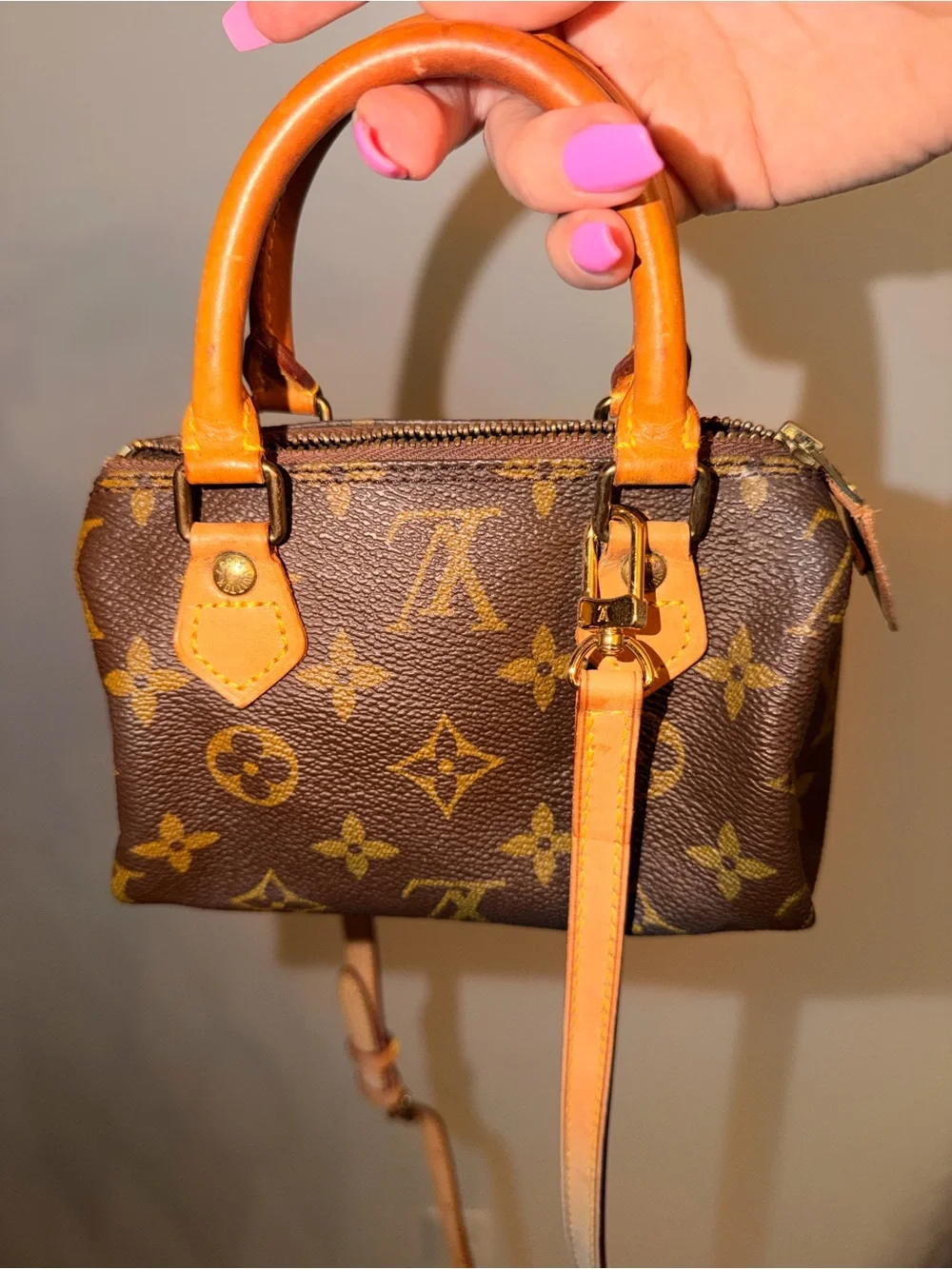 Louis Vuitton Brown Monogram Nano Speedy Bag with Strap